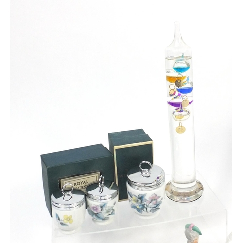 198 - Collectable china including a pair of Franklin Mint cherub candle sticks, set of six Wedgwood Aginco... 