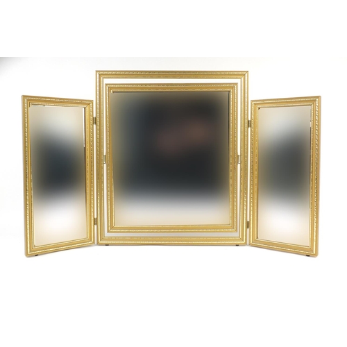 55 - Gilt framed triple aspect mirror, 50cm high