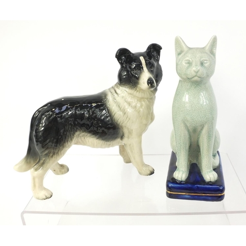 271 - Collection of china animals including a Coopercraft Boxer dog, Russian USSR Sealion, Poole dolphin, ... 