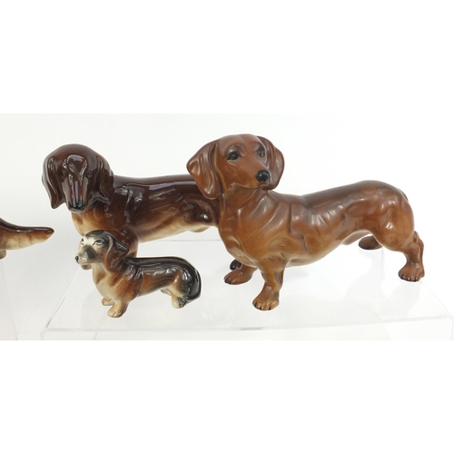 263 - Collection of china, resin and glass Dachshunds, the largest 25cm long