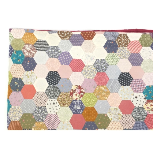 32 - Handmade patchwork quilt, approximately 270cm x 210cm
