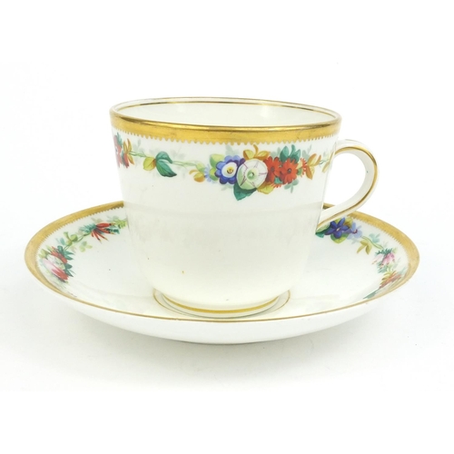 395 - Victorian hand painted moustache cup and saucer