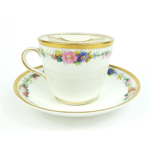 395 - Victorian hand painted moustache cup and saucer