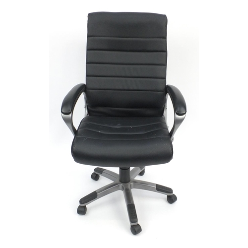 110 - Black leatherette adjustable office chair