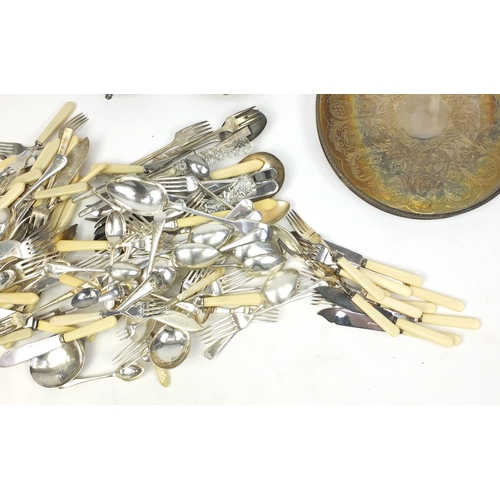 220 - Large selection of silver plated and stainless steel cutlery and other silver plated items including... 