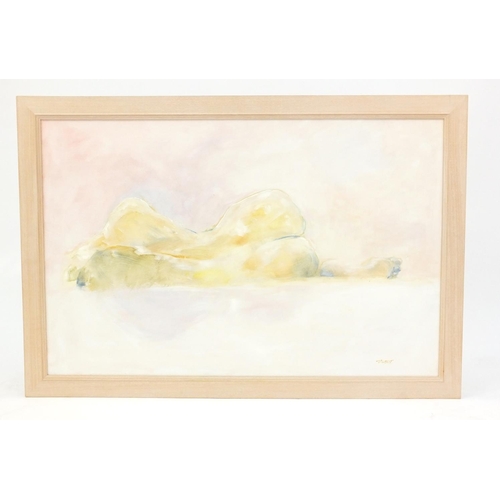 275 - Oil on board reclining nude female, bearing a signature Talbot, contemporary framed, 90cm x 58cm exc... 