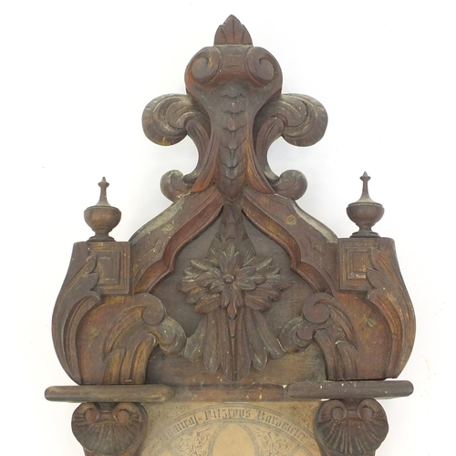 103 - Victorian carved oak Admiral Fitzroy barometer, 125cm high