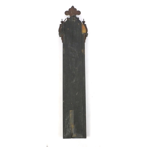 103 - Victorian carved oak Admiral Fitzroy barometer, 125cm high