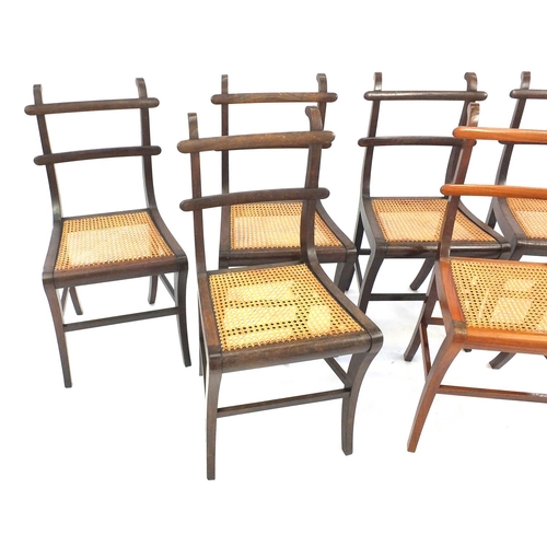 61 - Set of six Regency style rosewood dining chairs with cane seats