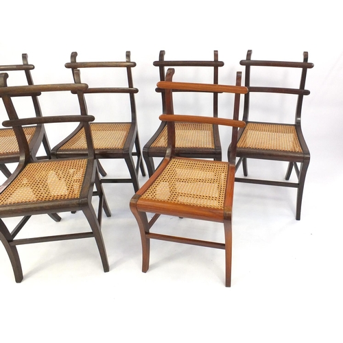 61 - Set of six Regency style rosewood dining chairs with cane seats