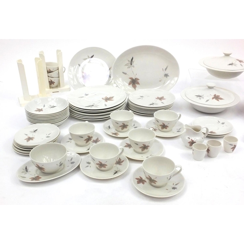 222 - Royal Doulton tumbling leaves patterned dinner/tea service, Wedgwood james town pattern part dinner ... 