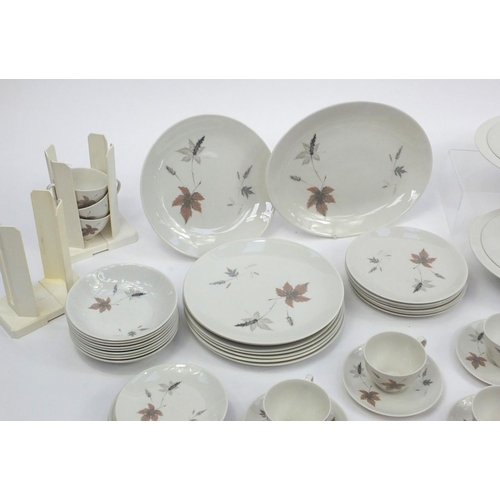 222 - Royal Doulton tumbling leaves patterned dinner/tea service, Wedgwood james town pattern part dinner ... 