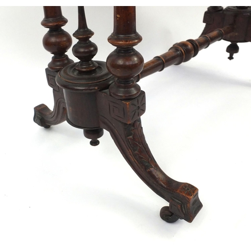 5A - **Description amended 01-04-17** Victorian inlaid walnut folding card table on tuned column supports... 