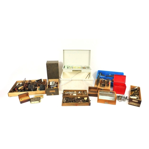 243 - Large selection of watch makers tools and watch parts