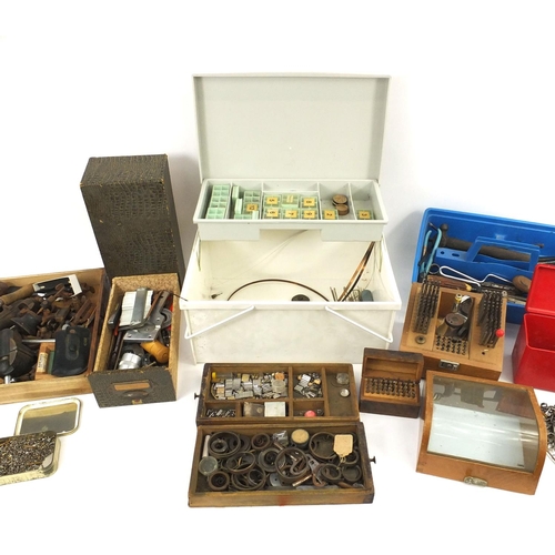 243 - Large selection of watch makers tools and watch parts