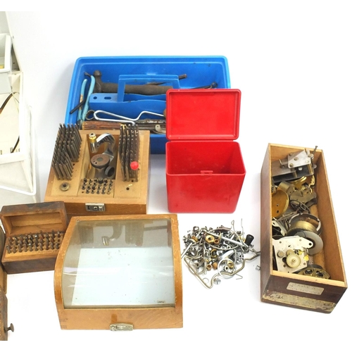 243 - Large selection of watch makers tools and watch parts