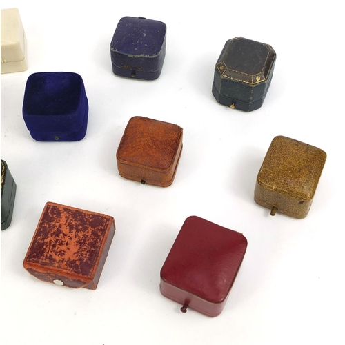 2645 - Twenty Victorian and later ring boxes including tooled leatherette examples