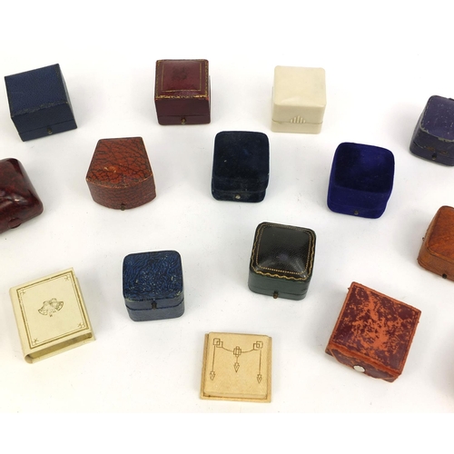 2645 - Twenty Victorian and later ring boxes including tooled leatherette examples