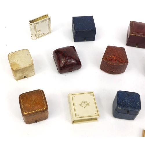 2645 - Twenty Victorian and later ring boxes including tooled leatherette examples