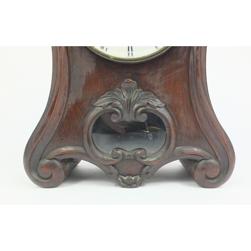 147 - French mahogany cased striking mantle clock with enamelled dial, marked G. Valogne to the movement, ... 