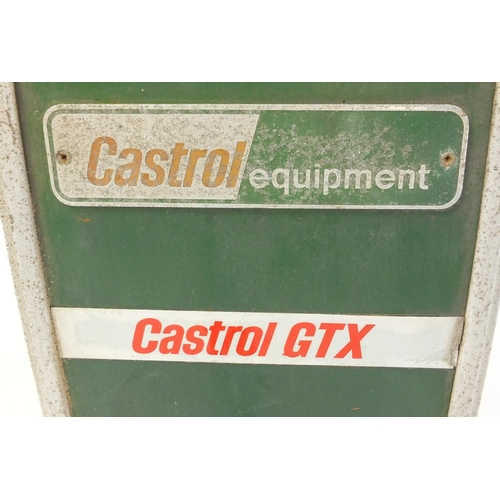 113 - Vintage Castrol oil tank with retractable hose, approximately 60cm high