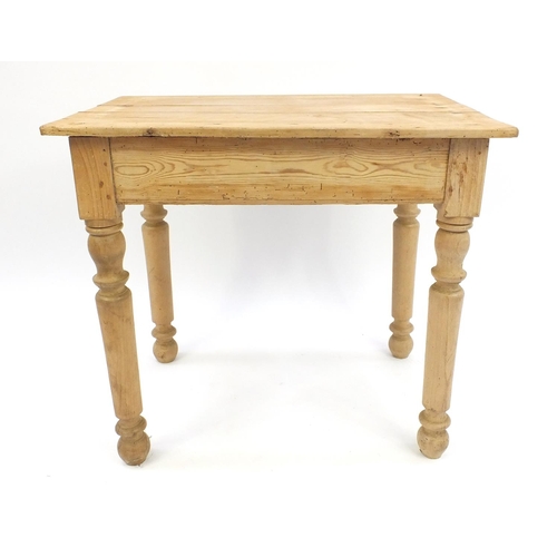 84 - Rectangular stripped pine side table, 66cm high x 76cm wide x 52cm deep