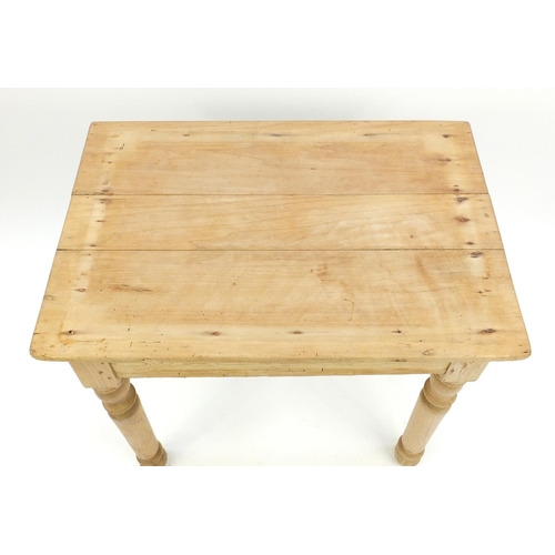 84 - Rectangular stripped pine side table, 66cm high x 76cm wide x 52cm deep