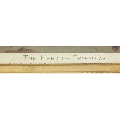 141 - Large coloured print The Hero of Trafalgar, gilt framed, 90cm x 58cm excluding the frame