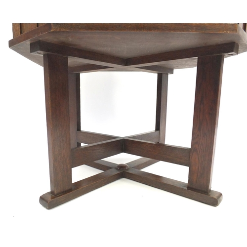 36 - Art Deco oak octagonal occasional table with under tier, 65cm high x 61cm square