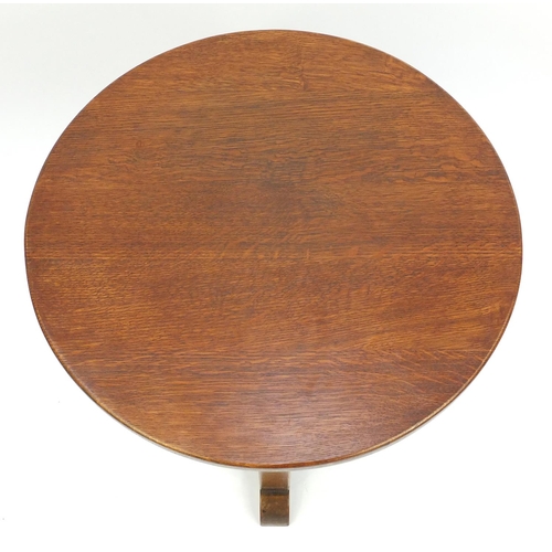 73 - Circular Art Deco oak occasional table, 51cm high x 52cm in diameter