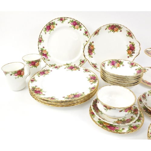 267 - Collection of Royal Albert old country rose patterned dinner and teaware including a teapot, cake st... 