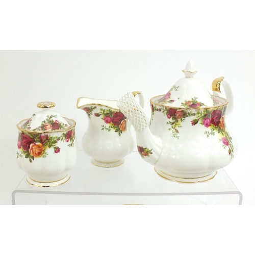 267 - Collection of Royal Albert old country rose patterned dinner and teaware including a teapot, cake st... 