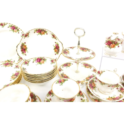 267 - Collection of Royal Albert old country rose patterned dinner and teaware including a teapot, cake st... 