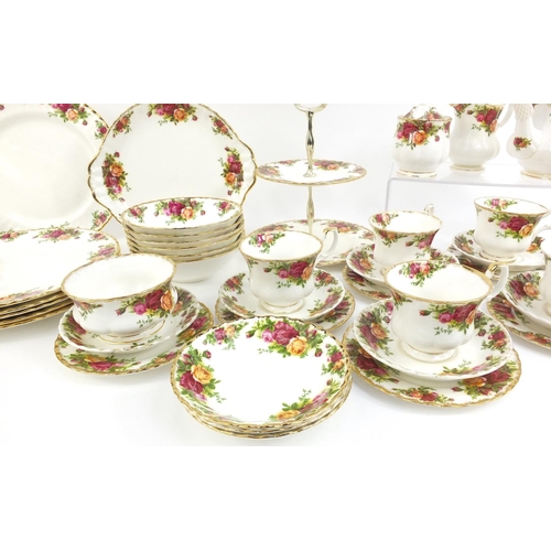 267 - Collection of Royal Albert old country rose patterned dinner and teaware including a teapot, cake st... 