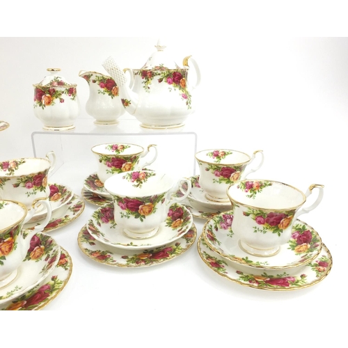 267 - Collection of Royal Albert old country rose patterned dinner and teaware including a teapot, cake st... 