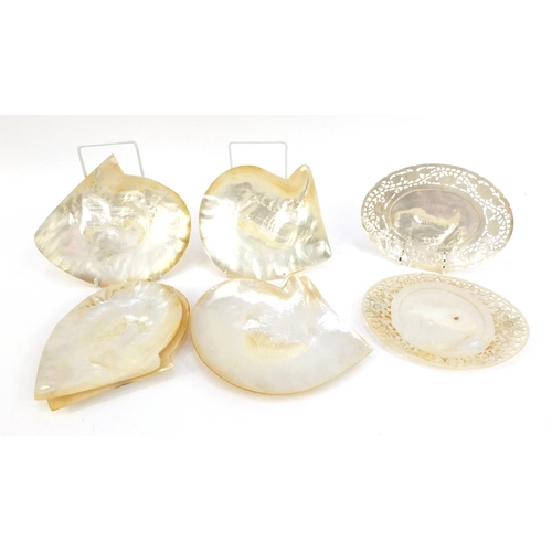 178 - Eight Mother of Pearl dishes, two with pierced decoration