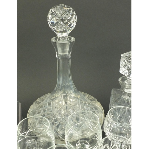 241 - Collection of glassware including sets of glasses and decanters etc