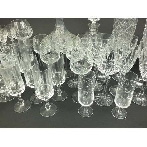 241 - Collection of glassware including sets of glasses and decanters etc