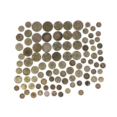 2426 - Collection of British pre decimal and World coinage including florins and six pence's, approximate w... 