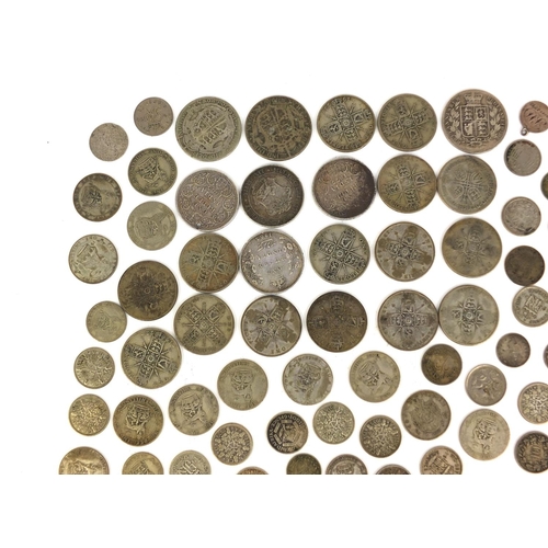 2426 - Collection of British pre decimal and World coinage including florins and six pence's, approximate w... 