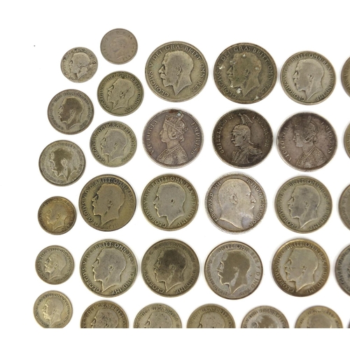 2426 - Collection of British pre decimal and World coinage including florins and six pence's, approximate w... 