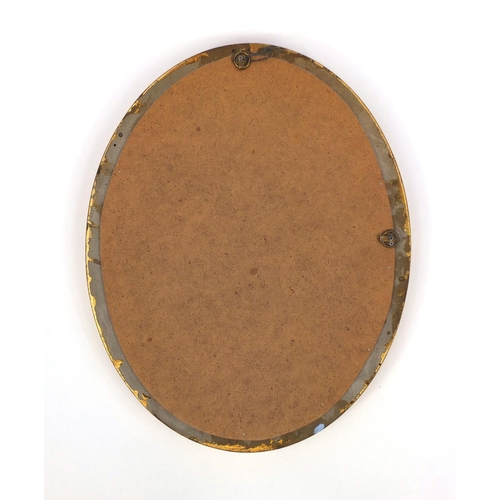 2046 - Oval gilt framed bevelled edge mirror, 49cm x 40cm
