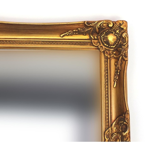 2039 - Rectangular gilt framed bevelled edge mirror, 89cm x 63cm
