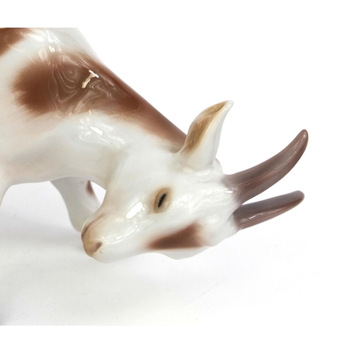 2064 - Bing and Grondahl model of goat together with a Royal Copenhagen pin dish decorated with a windmill,... 