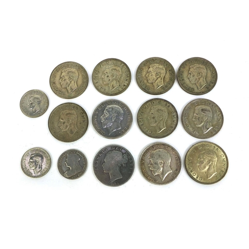 2432 - Group of British pre decimal coins comprising half crowns and half shillings