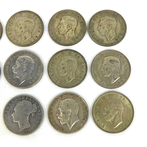 2432 - Group of British pre decimal coins comprising half crowns and half shillings