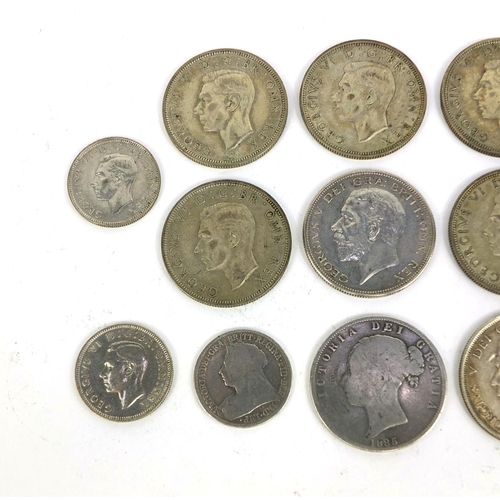 2432 - Group of British pre decimal coins comprising half crowns and half shillings