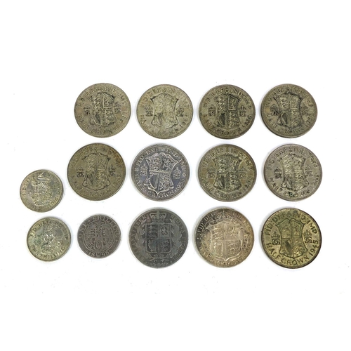 2432 - Group of British pre decimal coins comprising half crowns and half shillings