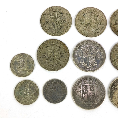 2432 - Group of British pre decimal coins comprising half crowns and half shillings