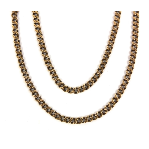 2438 - Long 9ct gold curb link necklace, 80cm long, approximate weight 22.8g